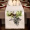 Christmas Cotton Linen Table Runner 72inch Elk Pattern Embroidery Farmhouse Xmas Tree Reindeer Table Runners for Dinning Table,Farmhouse Kitchen Decor,Holiday Dinner Decoration(White